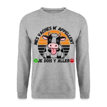 My cows call me humor farmer gift - Unisex Sweatshirt - salt & pepper - Front - Alina (178cm) & Michal (187cm)
