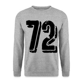 72 Zahl Trikot - Unisex Pullover - Weißgrau meliert - Vorne - Alina (178cm) & Michal (187cm)