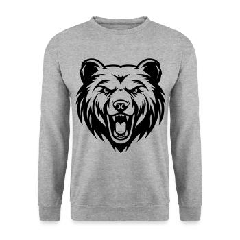 Bear Head - Unisex Sweatshirt - salt & pepper - Front - Alina (178cm) & Michal (187cm)