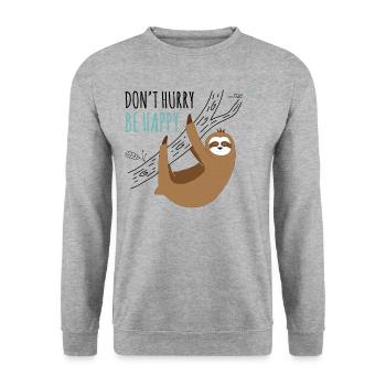 Sloth - Don't hurry - Unisex Sweatshirt - salt & pepper - Front - Alina (178cm) & Michal (187cm)