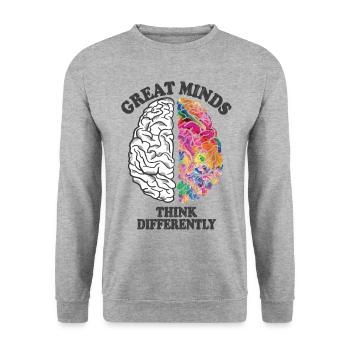 Great Minds Think Differently Creative Brain - Unisex Sweatshirt - salt & pepper - Front - Alina (178cm) & Michal (187cm)