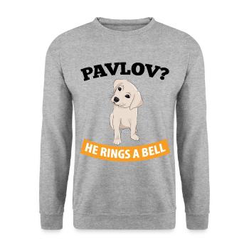 Pavlov - Il sonne une cloche - Drôle de psychologie - Sweat-shirt Unisexe - gris chiné - Devant - Alina (178cm) & Michal (187cm)