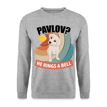 Pavlov - Il sonne une cloche - Drôle de psychologie - Sweat-shirt Unisexe - gris chiné - Devant - Alina (178cm) & Michal (187cm)
