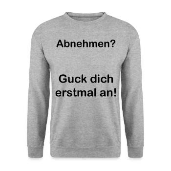 Abnehmen. Spruch. Geschenkidee. Statement - Unisex Pullover - Weißgrau meliert - Vorne - Alina (178cm) & Michal (187cm)
