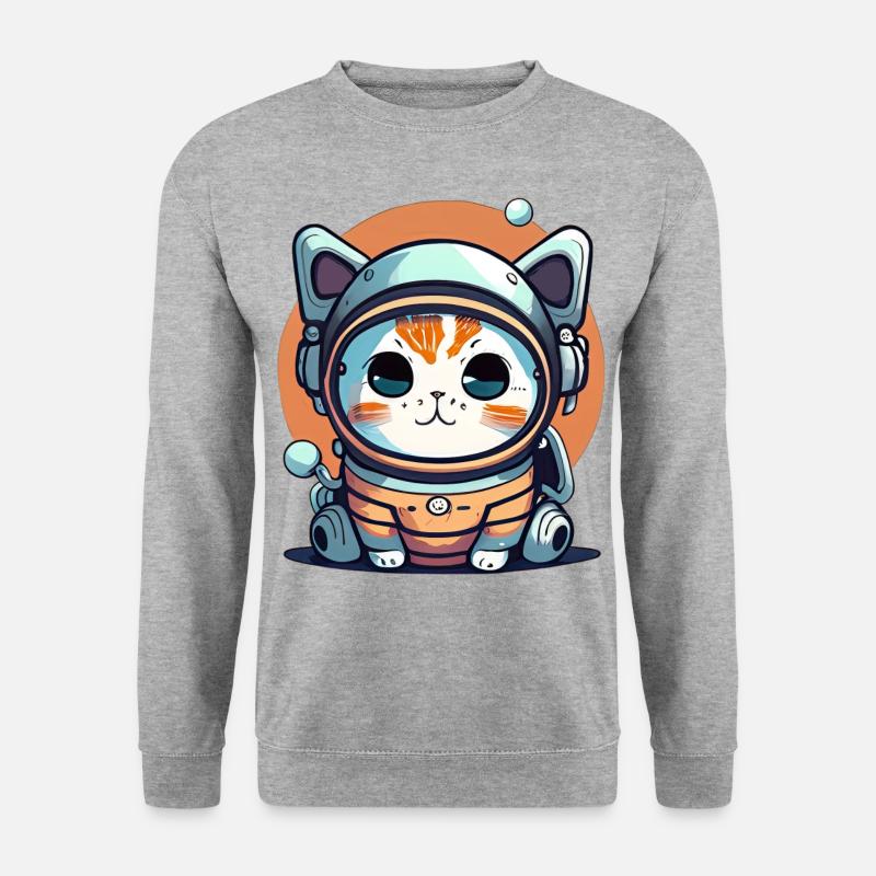 Niedlicher Chatstronaut #10 - Unisex Pullover - Weißgrau meliert