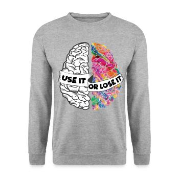 Use It Or Lose It - Left and Right Brain - Unisex Sweatshirt - salt & pepper - Front - Alina (178cm) & Michal (187cm)