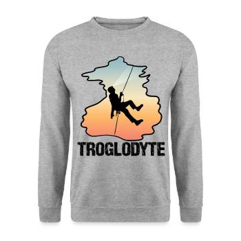 Troglodyte drôle de spéléologie - Spéléologie de l’explorateur de grottes - Sweat-shirt Unisexe - gris chiné - Devant - Alina (178cm) & Michal (187cm)