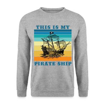 This Is My Pirate Ship - Unisex Sweatshirt - salt & pepper - Front - Alina (178cm) & Michal (187cm)