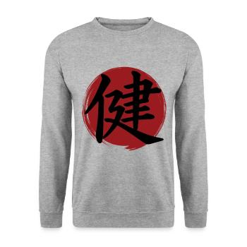 Health Kanji - Unisex Sweatshirt - salt & pepper - Front - Alina (178cm) & Michal (187cm)
