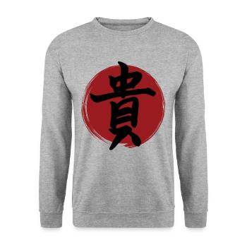 Honor Kanji - Unisex Sweatshirt - salt & pepper - Front - Alina (178cm) & Michal (187cm)