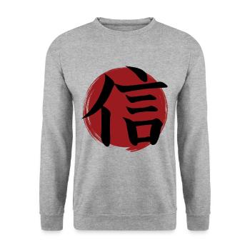 Faith Kanji - Unisex Sweatshirt - salt & pepper - Front - Alina (178cm) & Michal (187cm)