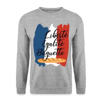 Liberté Egalité Baguette - French Humor - Unisex Sweatshirt - salt & pepper - Front - Alina (178cm) & Michal (187cm)