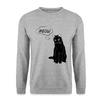 Cute Cat Meow - Cat Lover - Unisex Sweatshirt - salt & pepper - Front - Alina (178cm) & Michal (187cm)