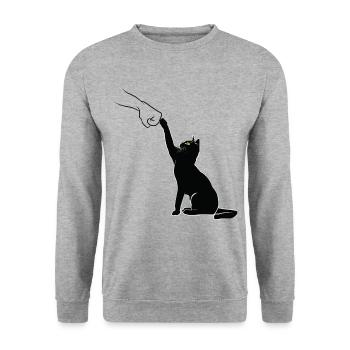 Black Cat Fist Bump - Unisex Sweatshirt - salt & pepper - Front - Alina (178cm) & Michal (187cm)