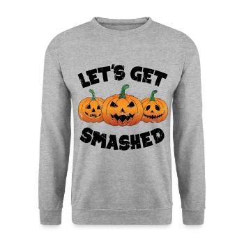 Lass uns Smashed Pumpkin bekommen - Unisex Pullover - Weißgrau meliert - Vorne - Alina (178cm) & Michal (187cm)