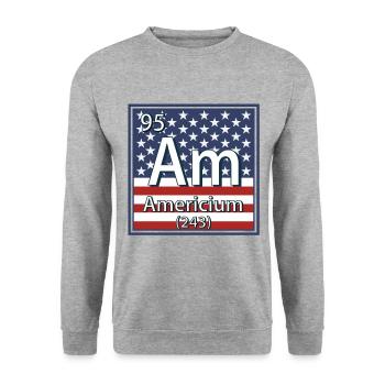 Tableau périodique des éléments américium - Sweat-shirt Unisexe - gris chiné - Devant - Alina (178cm) & Michal (187cm)