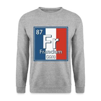 Periodensystem des Francium-Elements - Unisex Pullover - Weißgrau meliert - Vorne - Alina (178cm) & Michal (187cm)