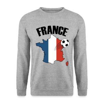 Frankreich-Flagge Französischer Fußballfan - Unisex Pullover - Weißgrau meliert - Vorne - Alina (178cm) & Michal (187cm)