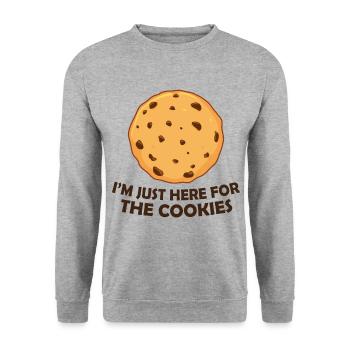 Je suis juste là pour les biscuits - Sweat-shirt Unisexe - gris chiné - Devant - Alina (178cm) & Michal (187cm)