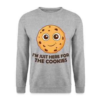 Je suis juste là pour les biscuits - Sweat-shirt Unisexe - gris chiné - Devant - Alina (178cm) & Michal (187cm)