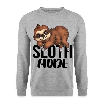 Sloth Mode Süßes Chibi Faultier Sloth Geschenk - Unisex Pullover - Weißgrau meliert - Vorne - Alina (178cm) & Michal (187cm)