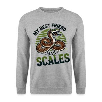 Mein bester Freund hat Schuppen Schlangenliebhaber - Unisex Pullover - Weißgrau meliert - Vorne - Alina (178cm) & Michal (187cm)