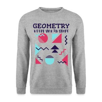 Geometrie hält dich in Form, Abstrakte Mathe Kunst - Unisex Pullover - Weißgrau meliert - Vorne - Alina (178cm) & Michal (187cm)