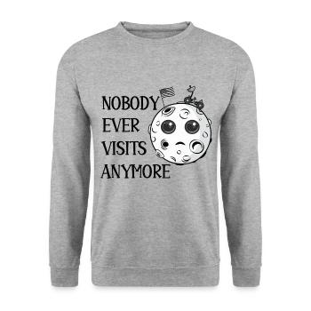 Lustige Mondlandung, die niemand mehr besucht - Unisex Pullover - Weißgrau meliert - Vorne - Alina (178cm) & Michal (187cm)