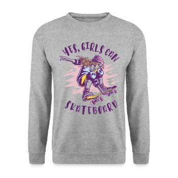 , les filles peuvent patiner - Skating Girls - Sweat-shirt Unisexe - gris chiné - Devant - Alina (178cm) & Michal (187cm)