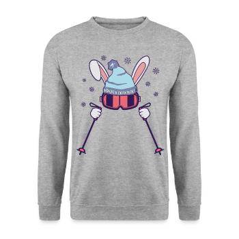 Easter Ski Rabbit Funny Winter Sports Gift - Unisex Sweatshirt - salt & pepper - Front - Alina (178cm) & Michal (187cm)