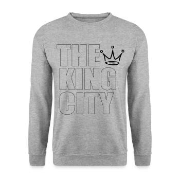 The King City - Unisex Pullover - Weißgrau meliert - Vorne - Alina (178cm) & Michal (187cm)