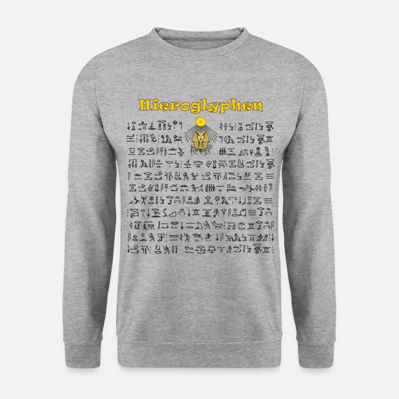 Ägyptische Hieroglyphen - Unisex Pullover - Weißgrau meliert
