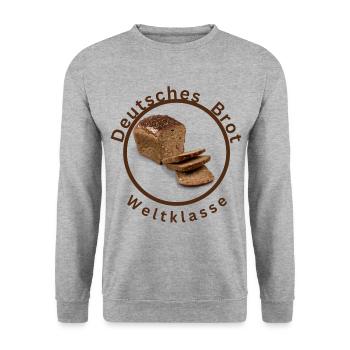 Deutsches Brot Weltklasse - Unisex Pullover - Weißgrau meliert - Vorne - Alina (178cm) & Michal (187cm)