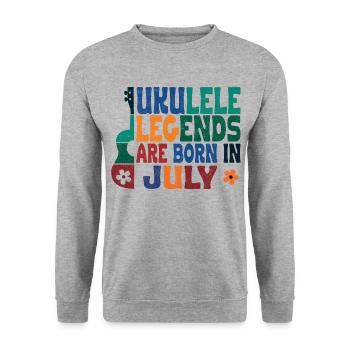 Ukulele Legends are born in July - Unisex Pullover - Weißgrau meliert - Vorne - Alina (178cm) & Michal (187cm)