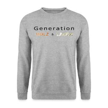 Generation Holz und Lauch - Unisex Pullover - Weißgrau meliert - Vorne - Alina (178cm) & Michal (187cm)