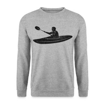 Kayak whitewater paddle vintage - Unisex Sweatshirt - salt & pepper - Front - Alina (178cm) & Michal (187cm)