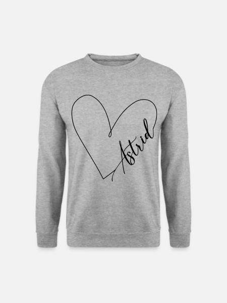 Astrid Navn Hjertelinje - Unisex sweater - hvidgrå meleret