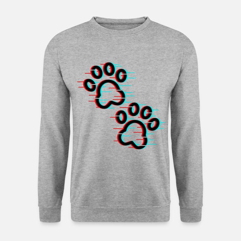 Glitch Pfotenabdruck - Unisex Pullover - Weißgrau meliert