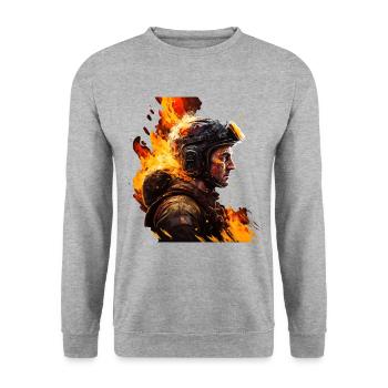 Firefighter - show your support - Unisex Sweatshirt - salt & pepper - Front - Alina (178cm) & Michal (187cm)