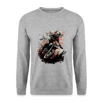 Motocross-Fieber: nichts hält dich auf - Unisex Pullover - Weißgrau meliert - Vorne - Alina (178cm) & Michal (187cm)