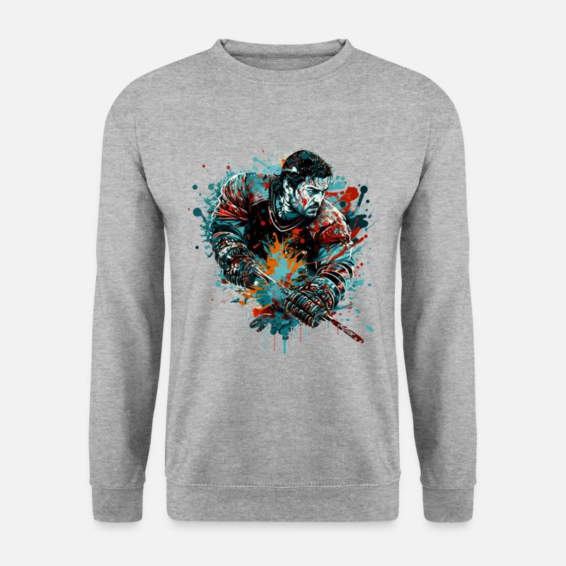 Eishockeyspieler - Unisex Pullover - Weißgrau meliert