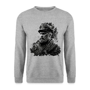 Le capitaine et son voilier, marin et marin - Sweat-shirt Unisexe - gris chiné - Devant - Alina (178cm) & Michal (187cm)