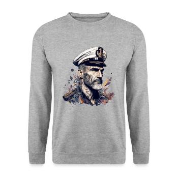 Le capitaine et son voilier, marin - Sweat-shirt Unisexe - gris chiné - Devant - Alina (178cm) & Michal (187cm)