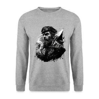 Le capitaine et son voilier, marin - Sweat-shirt Unisexe - gris chiné - Devant - Alina (178cm) & Michal (187cm)