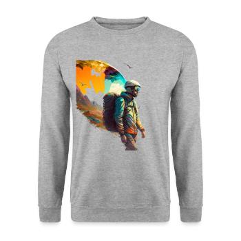 Held der Lüfte, Paraglider - Unisex Pullover - Weißgrau meliert - Vorne - Alina (178cm) & Michal (187cm)
