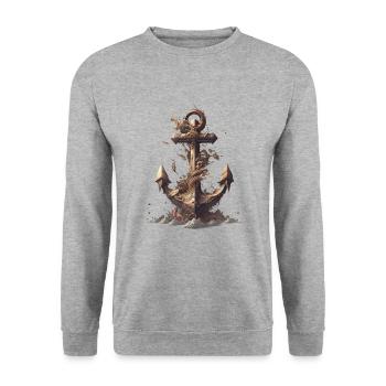 ancre nautique - Sweat-shirt Unisexe - gris chiné - Devant - Alina (178cm) & Michal (187cm)