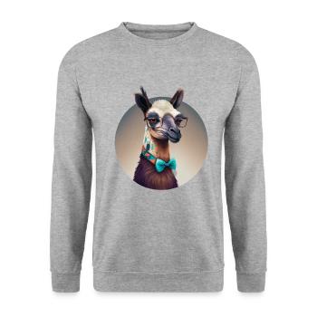 cooles Lama - Unisex Pullover - Weißgrau meliert - Vorne - Alina (178cm) & Michal (187cm)