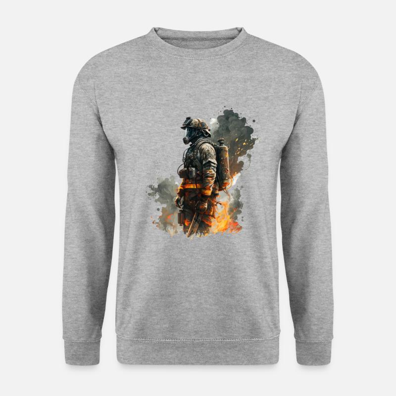 Feuerwehrmann im Löscheinsatz - Unisex Pullover - Weißgrau meliert