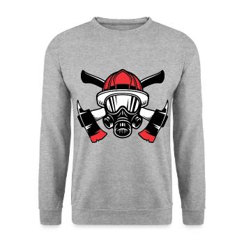Äxte und Helm - Unisex Pullover - Weißgrau meliert - Vorne - Alina (178cm) & Michal (187cm)
