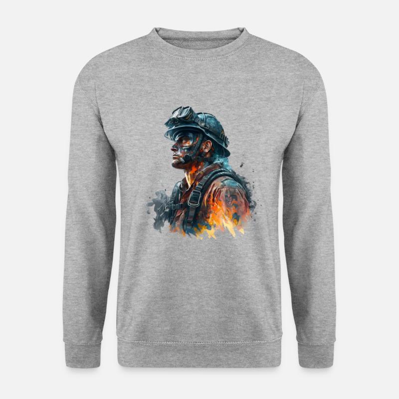Feuerwehrmann im Einsatz - Unisex Pullover - Weißgrau meliert